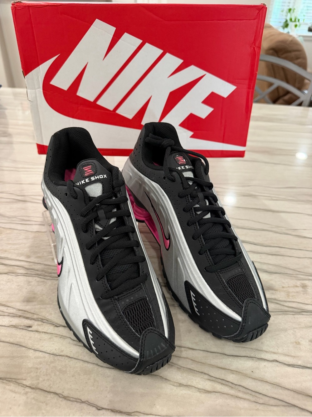 Nike Black, Silver & Pink Shox Running Sneakers